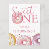 Donut Sweet One Roze 1e Verjaardagsfeestje  Briefkaart (Voorkant)