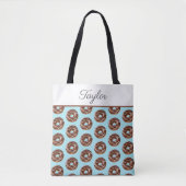 Donut Sweet Sprinkles Pattern Aangepaste naam Tote Bag (Voorkant)