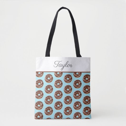 Donut Sweet Sprinkles Pattern Aangepaste naam Tote Bag (Voorkant)