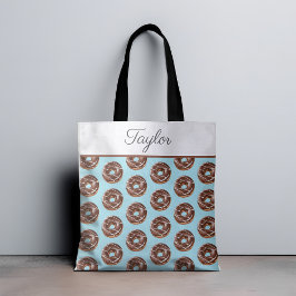 Donut Sweet Sprinkles Pattern Aangepaste naam Tote Bag