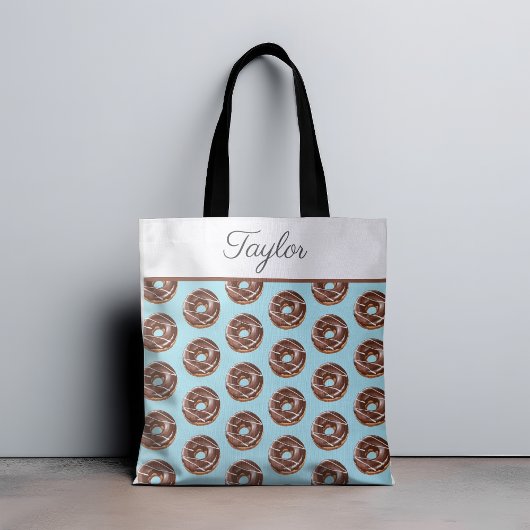 Donut Sweet Sprinkles Pattern Aangepaste naam Tote Bag