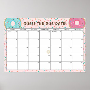 Donut Thema Baby shower Raad de vervaldatum Poster