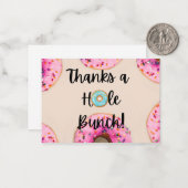 Donut-thema bedankkaarten notitiekaartje (Voorkant / Achterkant in situ)