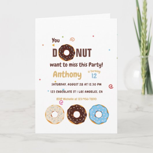 Donut thema Kinderverjaardagsfeestje (Voorkant)