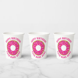 Donut thema Verjaardagsfeest aangepaste papieren b Papieren Bekers