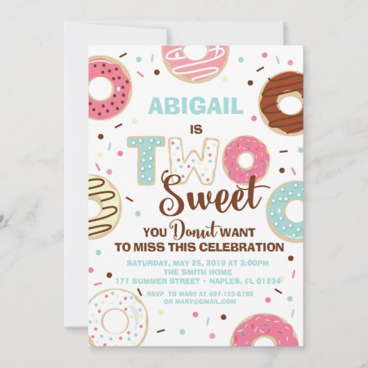 Donut thema verjaardagsuitnodiging kaart (Voorkant)