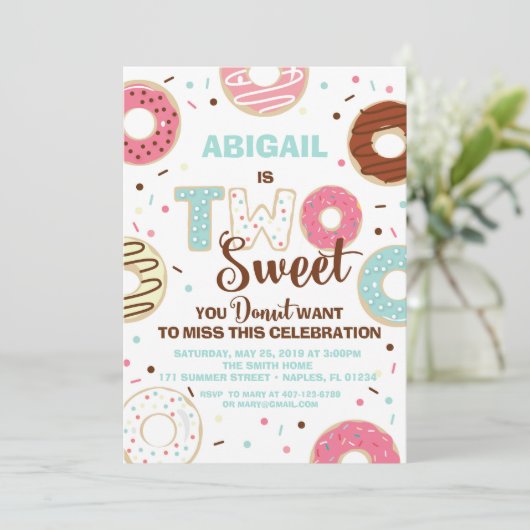 Donut thema verjaardagsuitnodiging kaart (Staand voorkant)