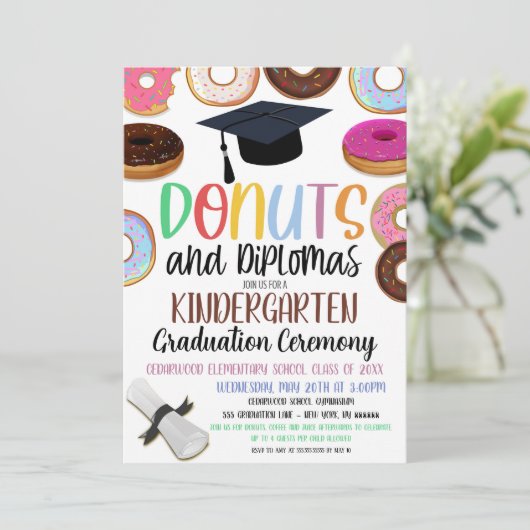 Donut Theme Afstuderen Invitation Kaart (Staand voorkant)