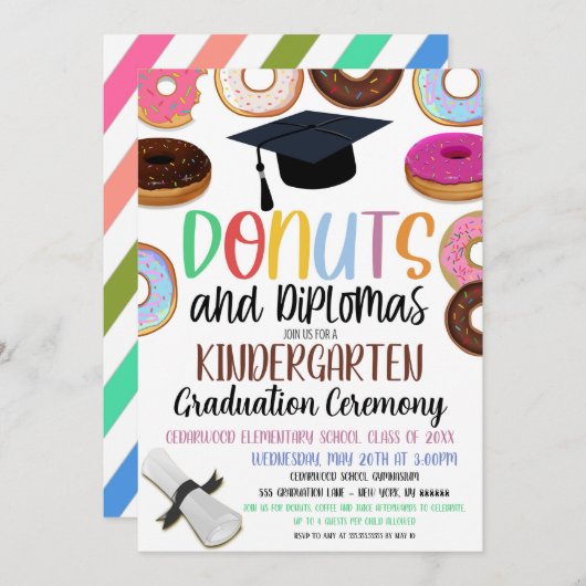 Donut Theme Afstuderen Invitation Kaart (Voorkant / Achterkant)