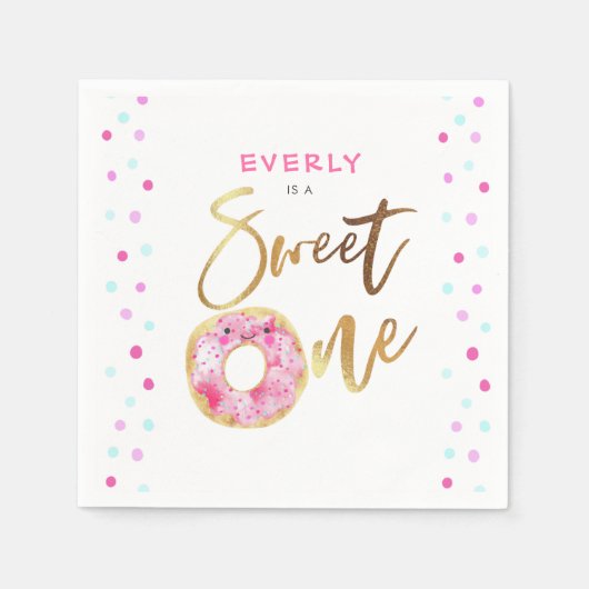 Donut Theme Sweet One Verjaardagsfeestje Servet (Voorkant)