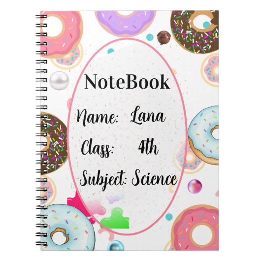 Donut themed aesthetic notebook notitieboek (Voorkant)
