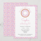 Donut themed verjaardagsparty-uitnodiging kaart (Voorkant / Achterkant)