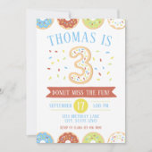 Donut Third Birthday Invitation Kaart (Voorkant)
