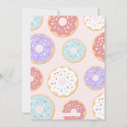 Donut Third Birthday Invitation Kaart (Achterkant)