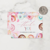 Donut-tijd Waterverf dank u baby shower Notitiekaartje (Voorkant / Achterkant in situ)