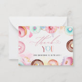 Donut-tijd Waterverf dank u baby shower Notitiekaartje (Voorkant)