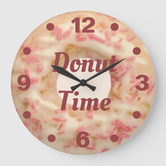 Donut Time Frosted with Pink Sprinkles Fun Kitchen Grote Klok (Voorkant)