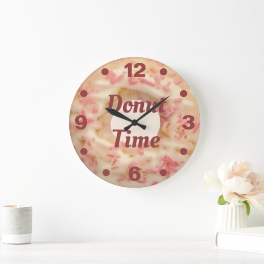 Donut Time Frosted with Pink Sprinkles Fun Kitchen Grote Klok (Huis)