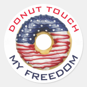Donut Touch My Freedom USA Patriottisch 4 juli Ronde Sticker