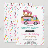Donut truck verjaardagsuitnodiging feestdagenkaart (Voorkant / Achterkant)