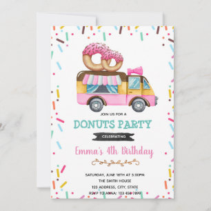 Donut truck verjaardagsuitnodiging feestdagenkaart
