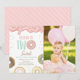 Donut twee lief roze donut meisje verjaardagsfeest kaart