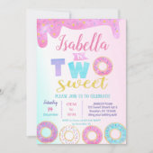 Donut twee lieve 2e verjaardag uitnodigingen donut (Voorkant)