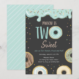 Donut Twee Sweet Blue Pastel Tweede Verjaardag Par Kaart