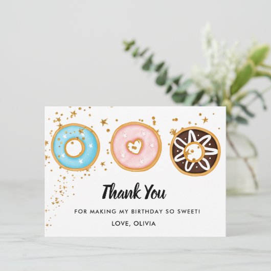 Donut twee zoete 2e verjaardag flat bedankt (Staand voorkant)