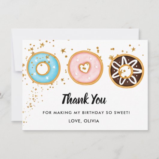 Donut twee zoete 2e verjaardag flat bedankt (Voorkant)