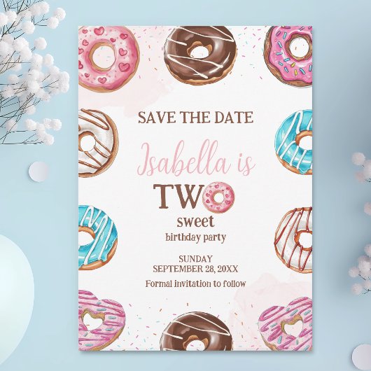 Donut Twee Zoete Meisjes Sprinkles 2e Verjaardag Save The Date