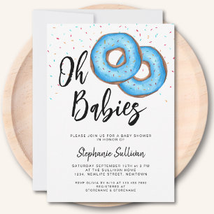 Donut Twin Boys Baby shower Kaart
