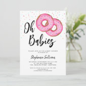 Donut Twin Girls Baby Shower Kaart (Staand voorkant)