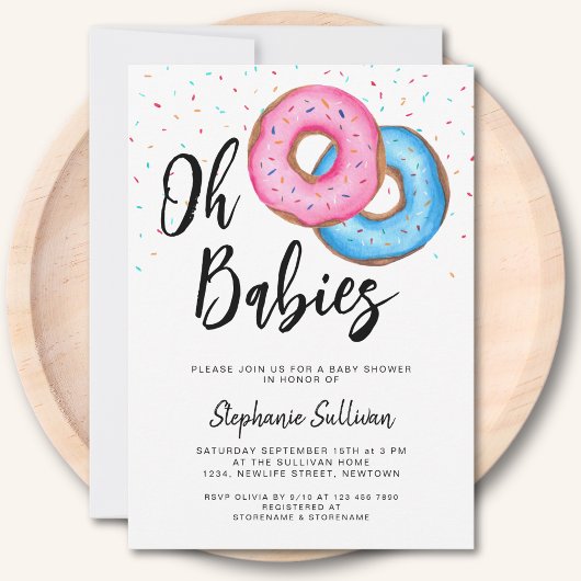 Donut Twins Baby Shower Kaart
