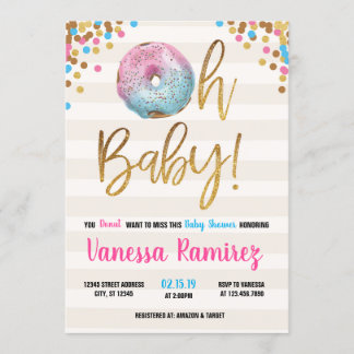 Donut Twins Neutraal baby shower Invitation Kaart
