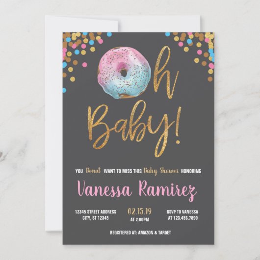 Donut Twins Neutraal baby shower Invitation Kaart (Voorkant)