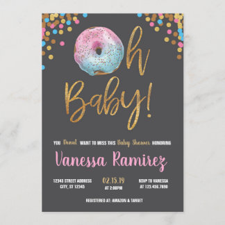 Donut Twins Neutraal baby shower Invitation Kaart