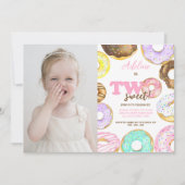 Donut Two Sweet 2e Verjaardag Meisje Schattigee Pa Kaart (Voorkant)
