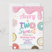 Donut Two Sweet 2e verjaardag Party Pink Pastel Kaart (Voorkant)