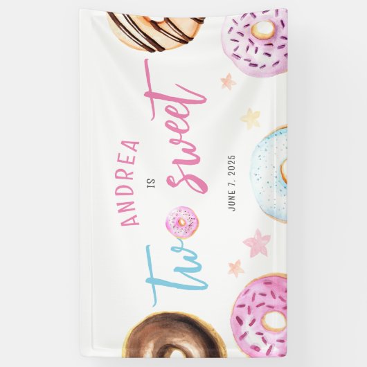 Donut Two Sweet 2nd Birthday Spandoek (Verticaal)