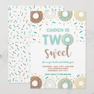 Donut Two Sweet Birthday Noite Donut Party Blue Kaart