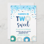 Donut Two Sweet Birthday Noite Donut Party Blue Kaart (Voorkant)