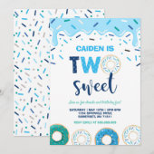 Donut Two Sweet Birthday Noite Donut Party Blue Kaart (Voorkant / Achterkant)