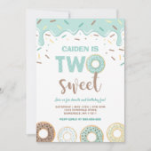 Donut Two Sweet Birthday Noite Donut Party Blue Kaart (Voorkant)