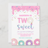 Donut Two Sweet Birthday Noite Donut Party roze Kaart (Voorkant)