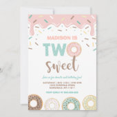 Donut Two Sweet Birthday Noite Donut Party roze Kaart (Voorkant)