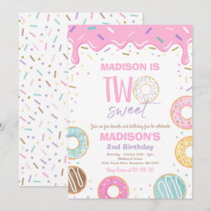 Donut Two Sweet Birthday Two Sweet 2nd Birthday Kaart