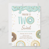 Donut Two Sweet Blue Pastel Second Birthday Party Kaart (Voorkant)
