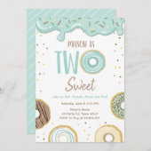 Donut Two Sweet Blue Pastel Second Birthday Party Kaart (Voorkant / Achterkant)