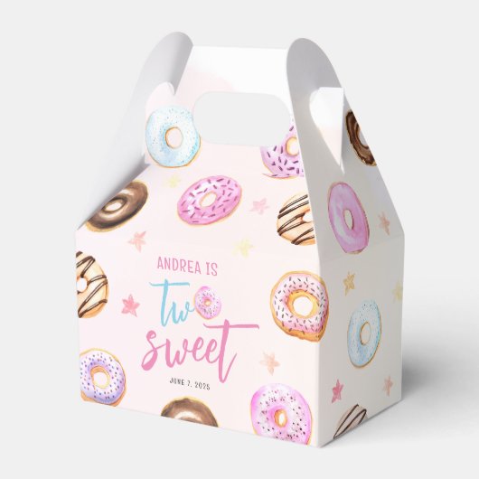 Donut Two Sweet Girl 2e verjaardag Bedankdoosjes (Voorkant Zijde)